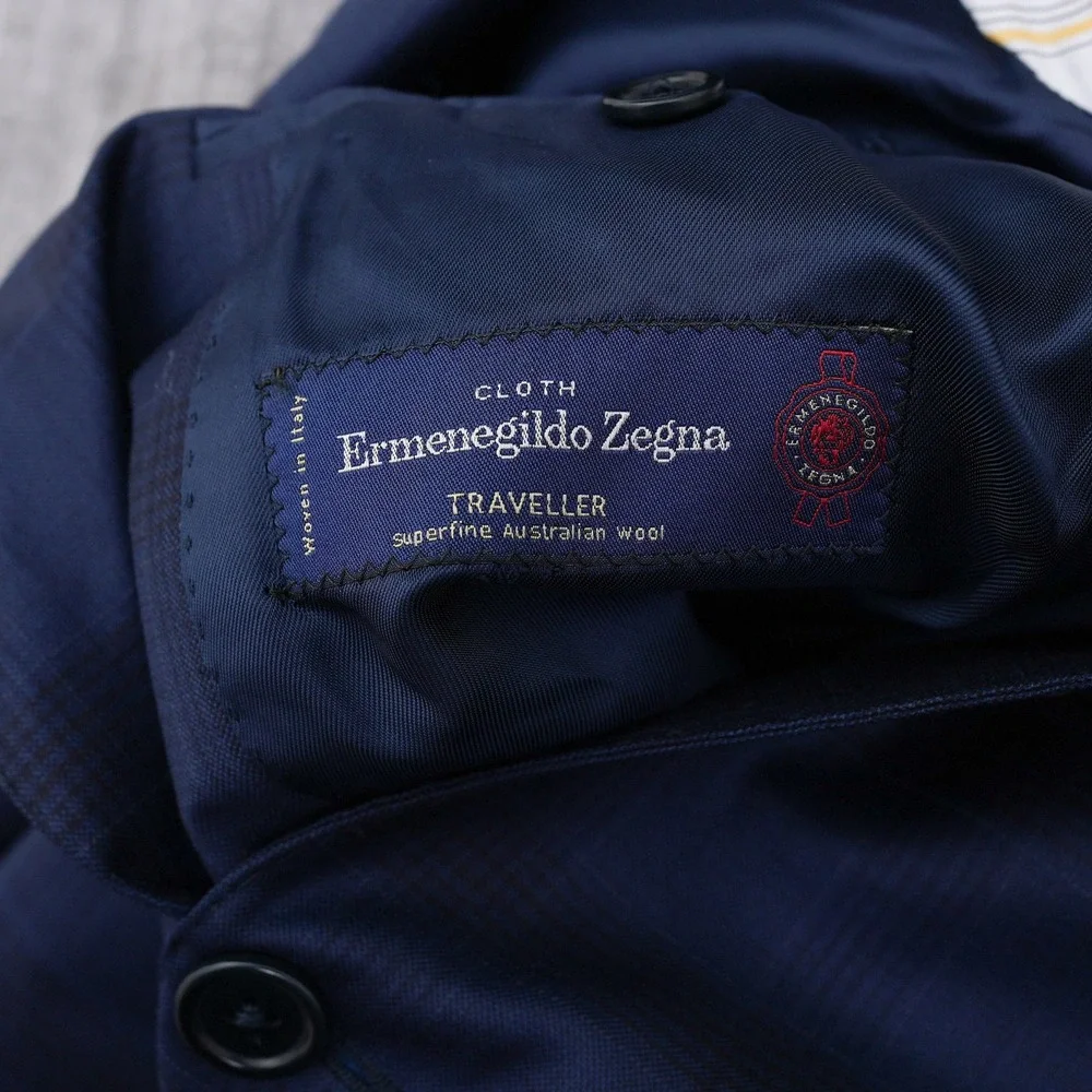 Saks Fifth Avenue Mens Navy Blue Zegna Wool Blazer Sport Coat Made in Italy 40R - Picture 10 of 11
